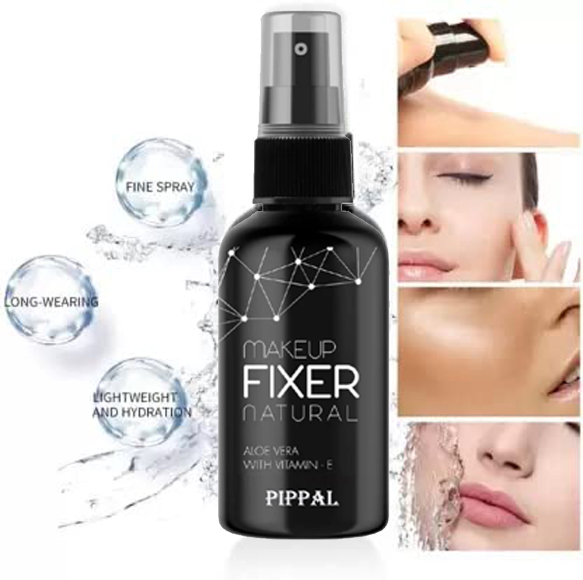 Pippal Beauty Makeup Fixer Natural Dewy Finish with Vitamin E And Aloe Vera Long-Lasting Hydrating & Refreshing Setting Spray 80ml (Pack of 1)