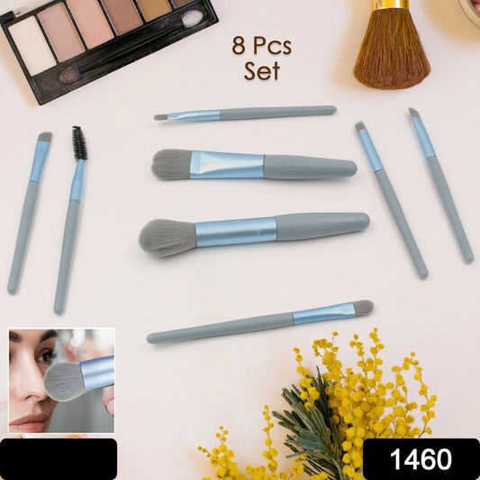 1460 8 Pcs Mini Makeup Brush Set With Case Portable Foundation Brush Kit Travel Premium Synthetic Bristles Cosmetic Brush Set For Powder Blending Blush Eyeshadow Lipstick (Mix Color 8 Pcs Set)